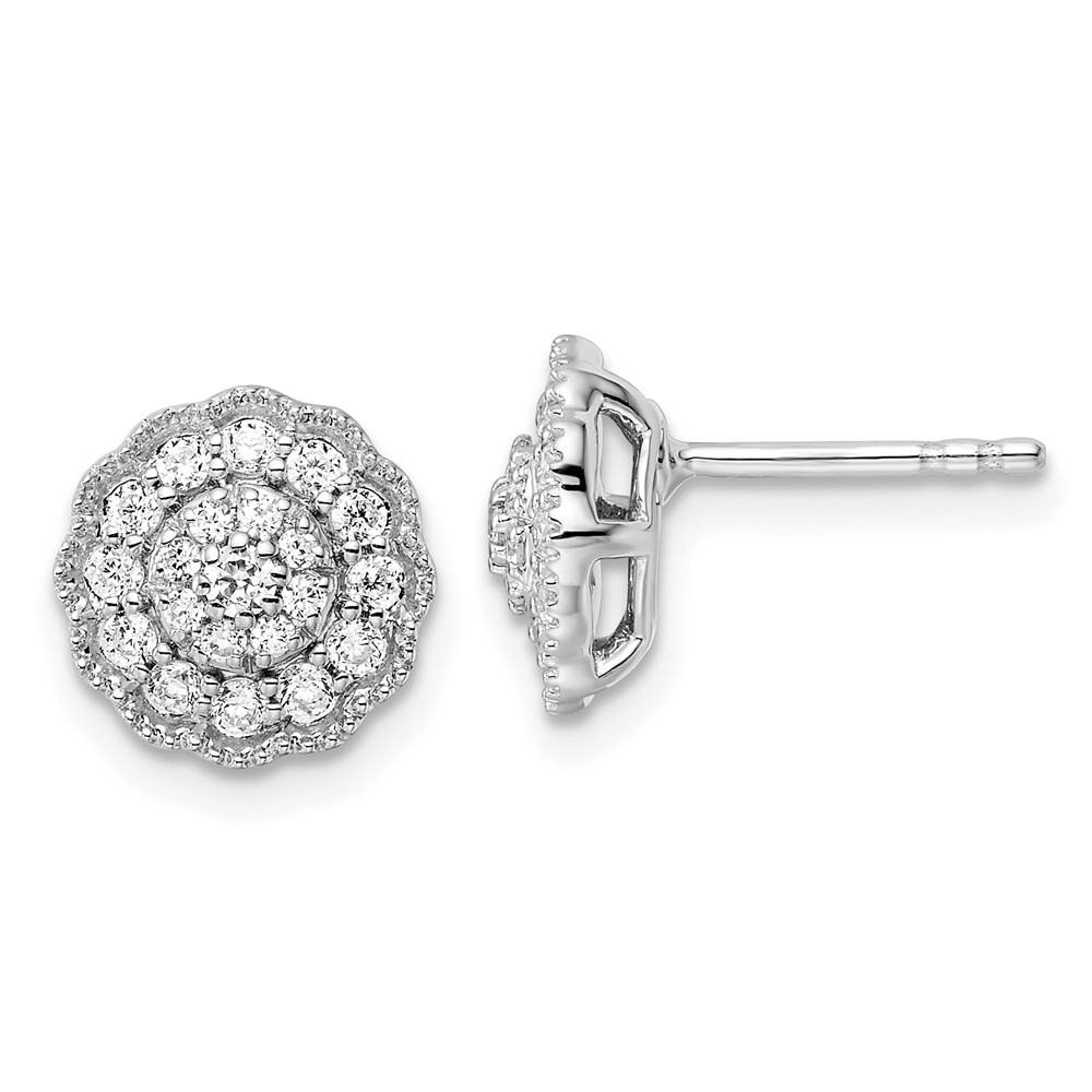 EM9660-050-WAA.jpg 14k White Gold 1/2 carat Lab Grown Diamond VS/SI+ G+ Complete Halo Post Earrings - Image 1