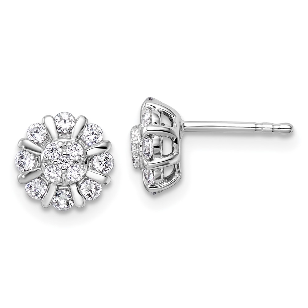 EM9663-050-WAA.jpg 14k White Gold 1/2 carat Lab Grown Diamond VS/SI+ G+ Complete Halo Post Earrings - Image 1
