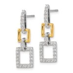 14k Two-Tone 3/4 carat Lab Grown Diamond VS/SI+ G+ Square Dangle Post Earrings - Image 2