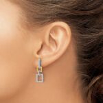 14k Two-Tone 3/4 carat Lab Grown Diamond VS/SI+ G+ Square Dangle Post Earrings - Image 3