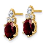 14k Diamond and 7x5 Oval January/Garnet Post Earrings - Image 2
