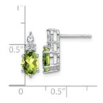 14K White Gold Diamond and 7x5 Oval August/Peridot Post Earrings - Image 3