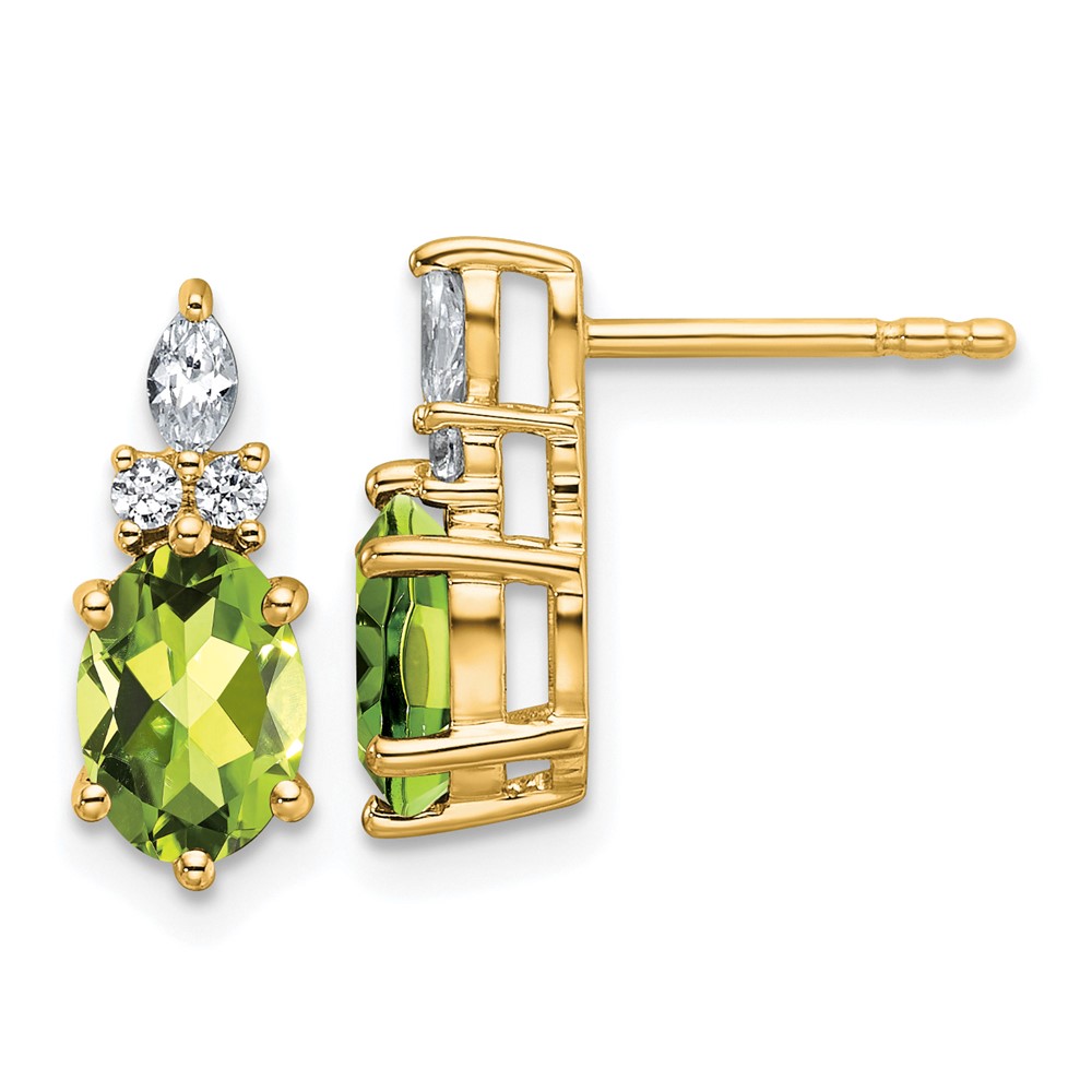 EM9791-PE-017-YAA.jpg 14k Diamond and 7x5 Oval August/Peridot Post Earrings - Image 1