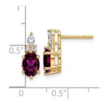 14k Diamond and 7x5 Oval June/Rhodolite Garnet Post Earrings - Image 3