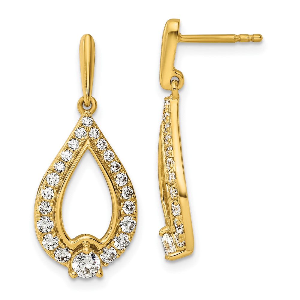 EM9939-100-YAA.jpg 14k 1 carat Lab Grown Diamond VS/SI+ G+ Teardrop Post Dangle Earrings - Image 1