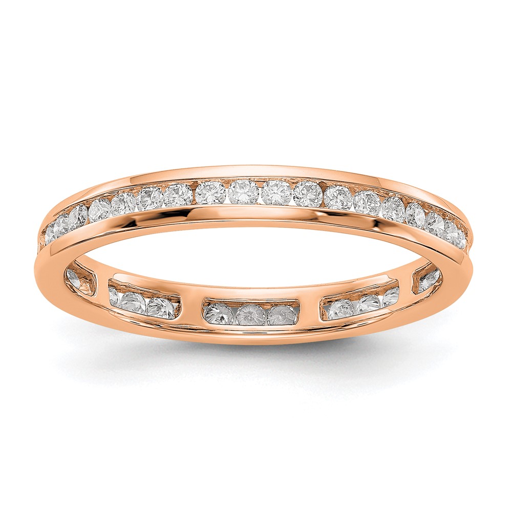 ET0009-050-7R4.jpg 14k Rose Gold 1/2 carat Lab Grown Diamond VS/SI+ G+ Complete Channel Set Size 7 Eternity Band - Image 1