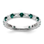 14k White Gold 7/8 carat Lab Grown Diamond VS/SI+ G+ and Lab Created Alexandrite Size 8.5 Eternity Band
