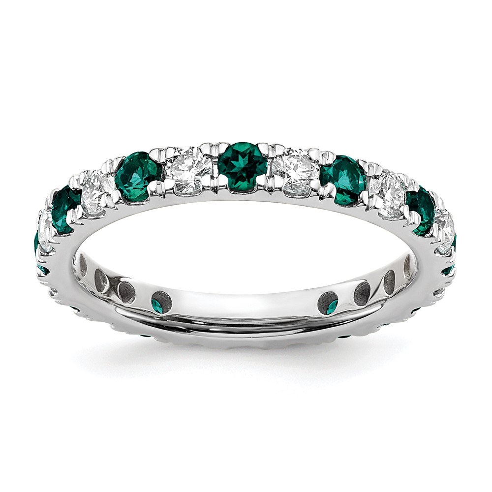 ET0048-CAX-070-7WAA-13.jpg 14k White Gold 7/8 carat Lab Grown Diamond VS/SI+ G+ and Lab Created Alexandrite Size 8.5 Eternity Band - Image 1