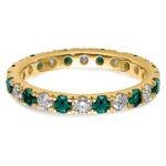 14k 3/8 carat Lab Grown Diamond VS/SI+ G+ and Lab Created Alexandrite Size 5 Eternity Band - Image 4