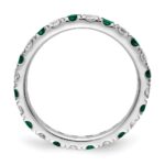 14k White Gold 7/8 carat Lab Grown Diamond VS/SI+ G+ and Lab Created Emerald Size 8 Eternity Band - Image 2