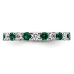 14k White Gold 7/8 carat Lab Grown Diamond VS/SI+ G+ and Lab Created Emerald Size 9 Eternity Band - Image 3