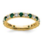 14k 3/4 carat Lab Grown Diamond VS/SI+ G+ and Lab Created Emerald Size 4 Eternity Band
