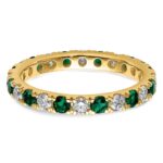 14k 3/4 carat Lab Grown Diamond VS/SI+ G+ and Lab Created Emerald Size 4.5 Eternity Band - Image 4