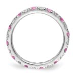 14k White Gold 7/8 carat Lab Grown Diamond VS/SI+ G+ and Lab Created Pink Sapphire Size 8 Eternity Band - Image 2