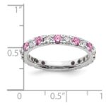 14k White Gold 3/8 carat Lab Grown Diamond VS/SI+ G+ and Lab Created Pink Sapphire Size 5 Eternity Band - Image 6