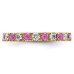 14k 3/4 carat Lab Grown Diamond VS/SI+ G+ and Lab Created Pink Sapphire Size 7 Eternity Band - Image 3