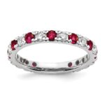 14k White Gold 3/4 carat Lab Grown Diamond VS/SI+ G+ and Lab Created Ruby Size 4 Eternity Band