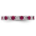 14k White Gold 3/4 carat Lab Grown Diamond VS/SI+ G+ and Lab Created Ruby Size 4 Eternity Band - Image 3