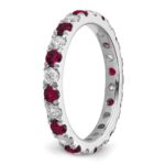 14k White Gold 7/8 carat Lab Grown Diamond VS/SI+ G+ and Lab Created Ruby Size 8.5 Eternity Band - Image 5