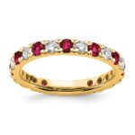 14k 3/4 carat Lab Grown Diamond VS/SI+ G+ and Lab Created Ruby Size 7 Eternity Band