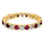 14k 3/8 carat Lab Grown Diamond VS/SI+ G+ and Lab Created Ruby Size 5 Eternity Band - Image 4