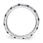 14k White Gold 3/4 carat Lab Grown Diamond VS/SI+ G+ and Lab Created Blue Sapphire Size 7.5 Eternity Band - Image 2