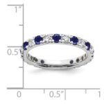 14k White Gold 3/4 carat Lab Grown Diamond VS/SI+ G+ and Lab Created Blue Sapphire Size 4 Eternity Band - Image 6