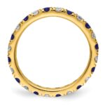 14k 7/8 carat Lab Grown Diamond VS/SI+ G+ and Lab Created Blue Sapphire Size 8.5 Eternity Band - Image 2