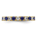 14k 3/4 carat Lab Grown Diamond VS/SI+ G+ and Lab Created Blue Sapphire Size 4 Eternity Band - Image 3