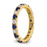 14k 3/4 carat Lab Grown Diamond VS/SI+ G+ and Lab Created Blue Sapphire Size 4 Eternity Band - Image 4