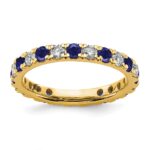 14k 7/8 carat Lab Grown Diamond VS/SI+ G+ and Lab Created Blue Sapphire Size 8.5 Eternity Band