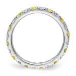14k White Gold 3/4 carat Lab Grown Diamond VS/SI+ G+ and Lab Created Yellow Sapphire Size 5.5 Eternity Band - Image 2
