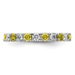 14k White Gold 3/4 carat Lab Grown Diamond VS/SI+ G+ and Lab Created Yellow Sapphire Size 7.5 Eternity Band - Image 3
