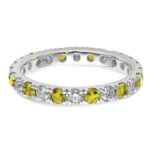 14k White Gold 3/4 carat Lab Grown Diamond VS/SI+ G+ and Lab Created Yellow Sapphire Size 5.5 Eternity Band - Image 4