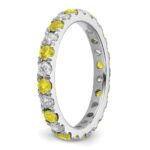 14k White Gold 7/8 carat Lab Grown Diamond VS/SI+ G+ and Lab Created Yellow Sapphire Size 8.5 Eternity Band - Image 5