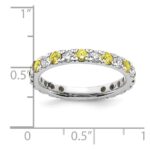 14k White Gold 3/4 carat Lab Grown Diamond VS/SI+ G+ and Lab Created Yellow Sapphire Size 6.5 Eternity Band - Image 6