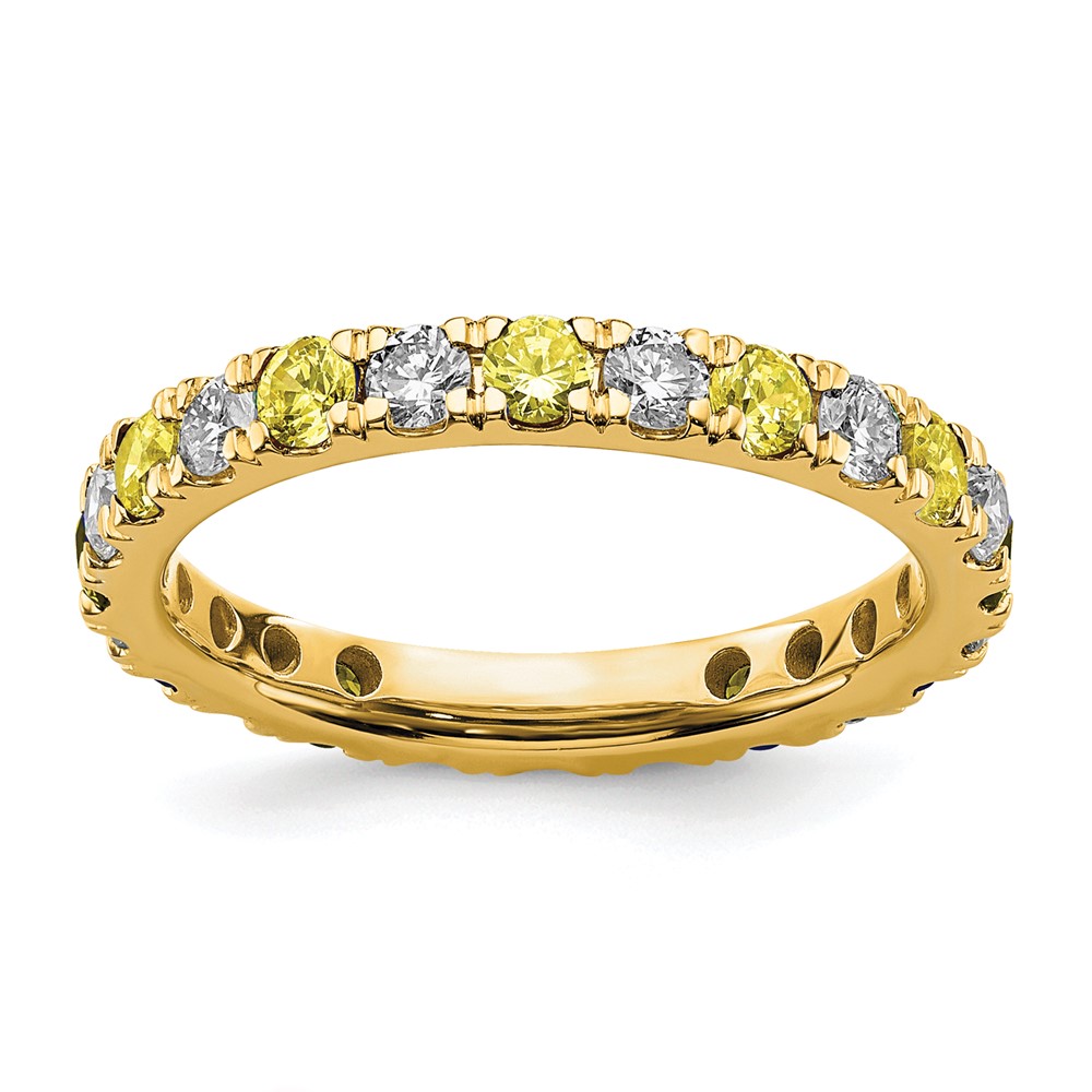 ET0048-CYS-070-7YAA-3.jpg 14k 3/8 carat Lab Grown Diamond VS/SI+ G+ and Lab Created Yellow Sapphire Size 5 Eternity Band - Image 1