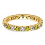 14k 3/4 carat Lab Grown Diamond VS/SI+ G+ and Lab Created Yellow Sapphire Size 6.5 Eternity Band - Image 4