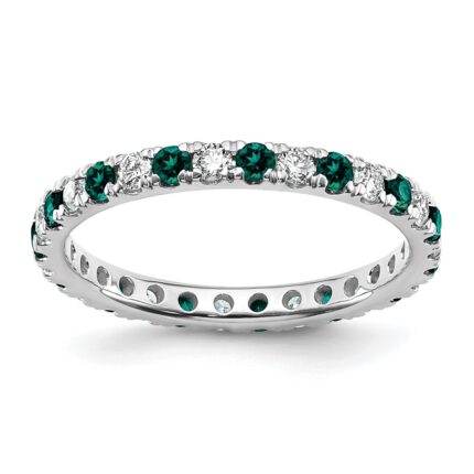 14k White Gold 1/2 carat Lab Grown Diamond VS/SI+ G+ and Lab Created Alexandrite Size 8.5 Eternity Band