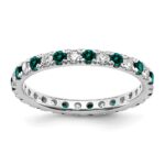 14k White Gold 3/8 carat Lab Grown Diamond VS/SI+ G+ and Lab Created Alexandrite Size 4.5 Eternity Band