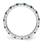 14k White Gold 1/2 carat Lab Grown Diamond VS/SI+ G+ and Lab Created Emerald Size 7.5 Eternity Band - Image 2