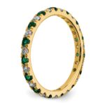 14k 3/8 carat Lab Grown Diamond VS/SI+ G+ and Lab Created Emerald Size 4 Eternity Band - Image 4