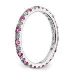 14k White Gold 1/2 carat Lab Grown Diamond VS/SI+ G+ and Lab Created Pink Sapphire Size 6.5 Eternity Band - Image 4