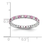 14k White Gold 3/8 carat Lab Grown Diamond VS/SI+ G+ and Lab Created Pink Sapphire Size 4.5 Eternity Band - Image 5