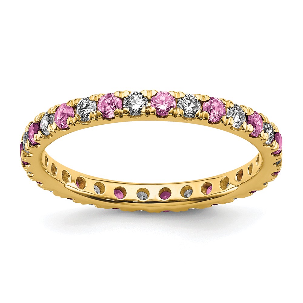 ET0049-CPS-050-7YAA-12.jpg 14k 1/2 carat Lab Grown Diamond VS/SI+ G+ and Lab Created Pink Sapphire Size 8.5 Eternity Band - Image 1