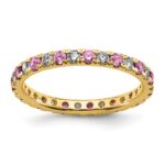 14k 1/2 carat Lab Grown Diamond VS/SI+ G+ and Lab Created Pink Sapphire Size 5.5 Eternity Band