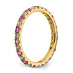 14k 1/2 carat Lab Grown Diamond VS/SI+ G+ and Lab Created Pink Sapphire Size 6 Eternity Band - Image 4