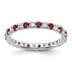 14k White Gold 1/2 carat Lab Grown Diamond VS/SI+ G+ and Lab Created Ruby Size 5.5 Eternity Band
