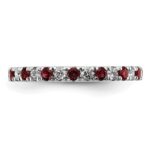 14k White Gold 3/8 carat Lab Grown Diamond VS/SI+ G+ and Lab Created Ruby Size 4.5 Eternity Band - Image 3