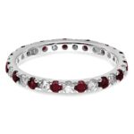 14k White Gold 1/2 carat Lab Grown Diamond VS/SI+ G+ and Lab Created Ruby Size 8.5 Eternity Band - Image 4